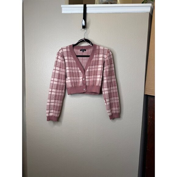 Love Tree Women's‎ Pink Sweater Size M long sleeve cardigan button up cropped - Picture 1 of 7